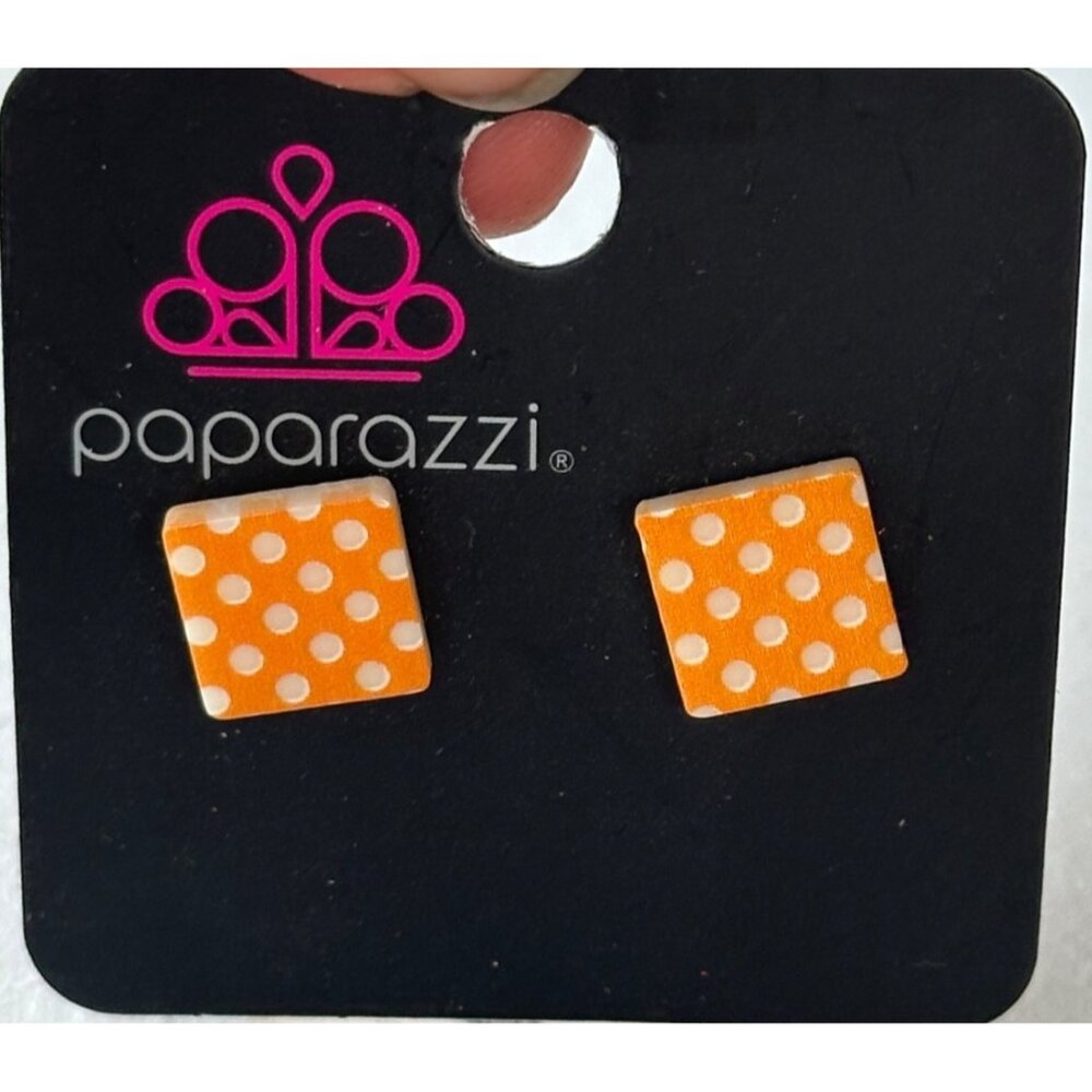 Paparazzi Accessories Orange & White Polka Dot Fashion Earrings (NEW)